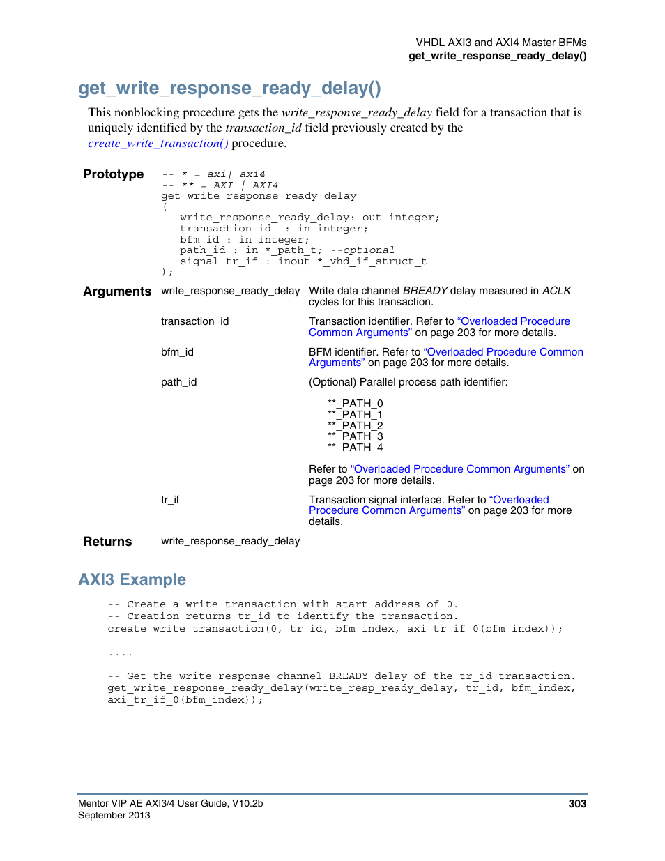 Get_write_response_ready_delay(), Axi3 example | Altera Mentor Verification IP Altera Edition AMBA AXI3/4TM User Manual | Page 321 / 783