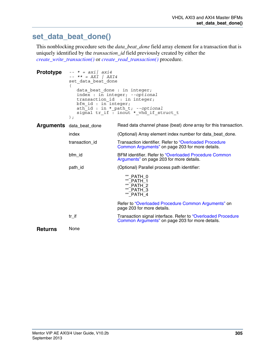 Set_data_beat_done() | Altera Mentor Verification IP Altera Edition AMBA AXI3/4TM User Manual | Page 323 / 783