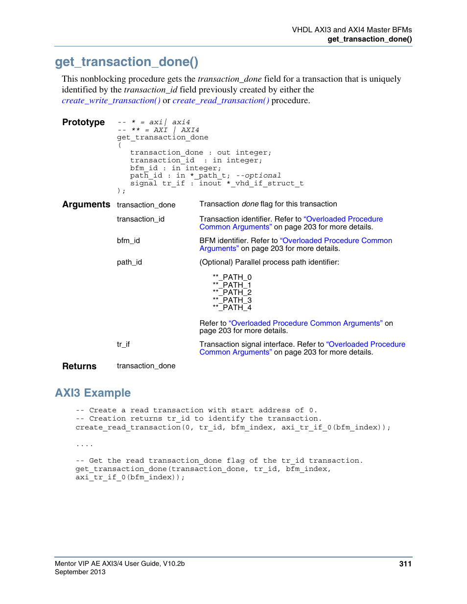 Get_transaction_done(), Axi3 example | Altera Mentor Verification IP Altera Edition AMBA AXI3/4TM User Manual | Page 329 / 783