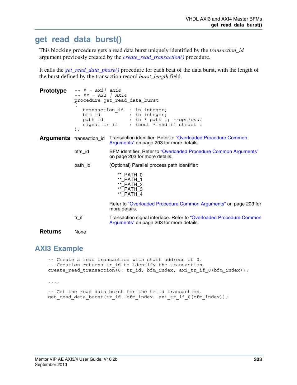 Get_read_data_burst(), Axi3 example, Followed by the | Procedu | Altera Mentor Verification IP Altera Edition AMBA AXI3/4TM User Manual | Page 341 / 783