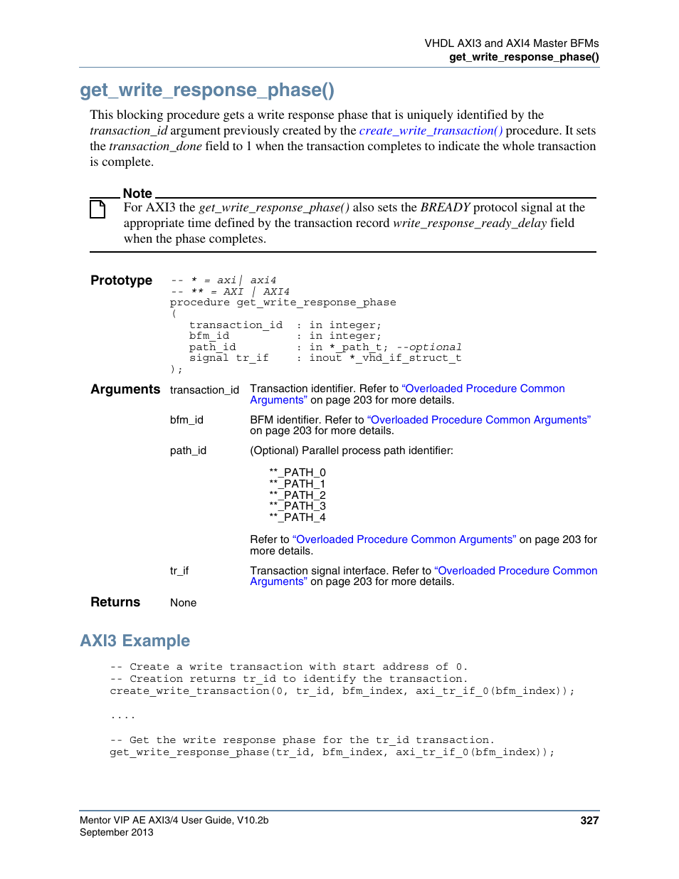 Get_write_response_phase(), Axi3 example, Ll the | Procedure to | Altera Mentor Verification IP Altera Edition AMBA AXI3/4TM User Manual | Page 345 / 783