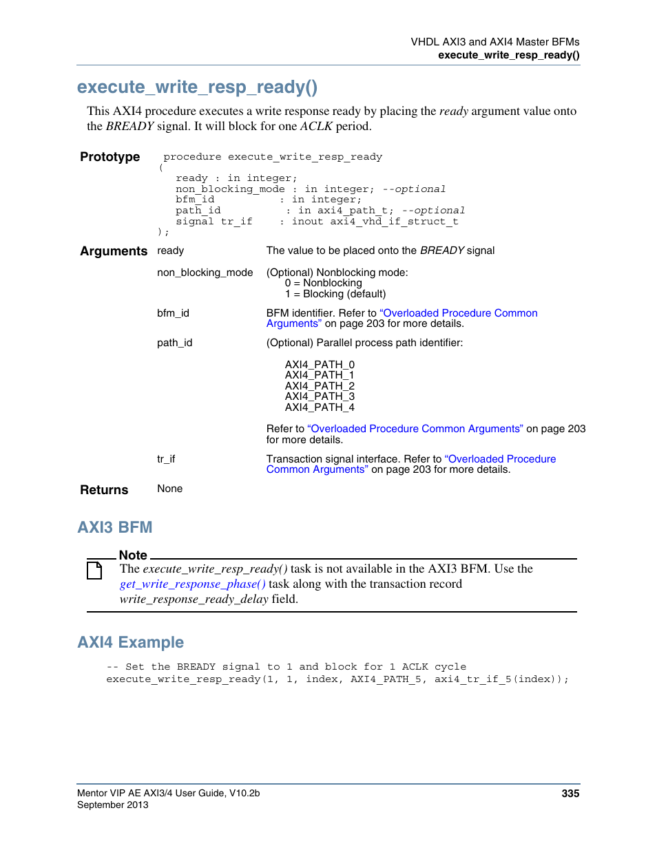 Execute_write_resp_ready(), Axi3 bfm, Axi4 example | Altera Mentor Verification IP Altera Edition AMBA AXI3/4TM User Manual | Page 353 / 783