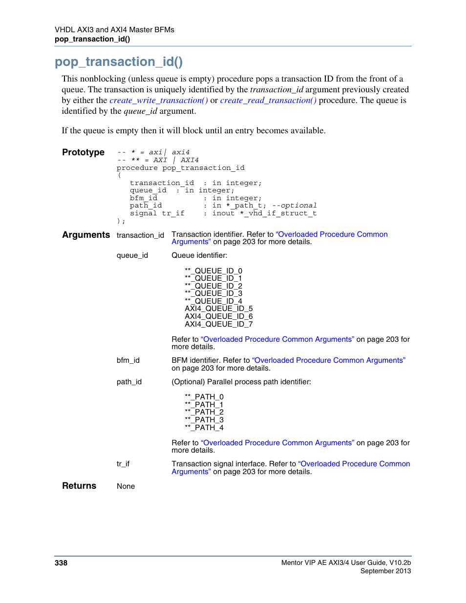 Pop_transaction_id() | Altera Mentor Verification IP Altera Edition AMBA AXI3/4TM User Manual | Page 356 / 783
