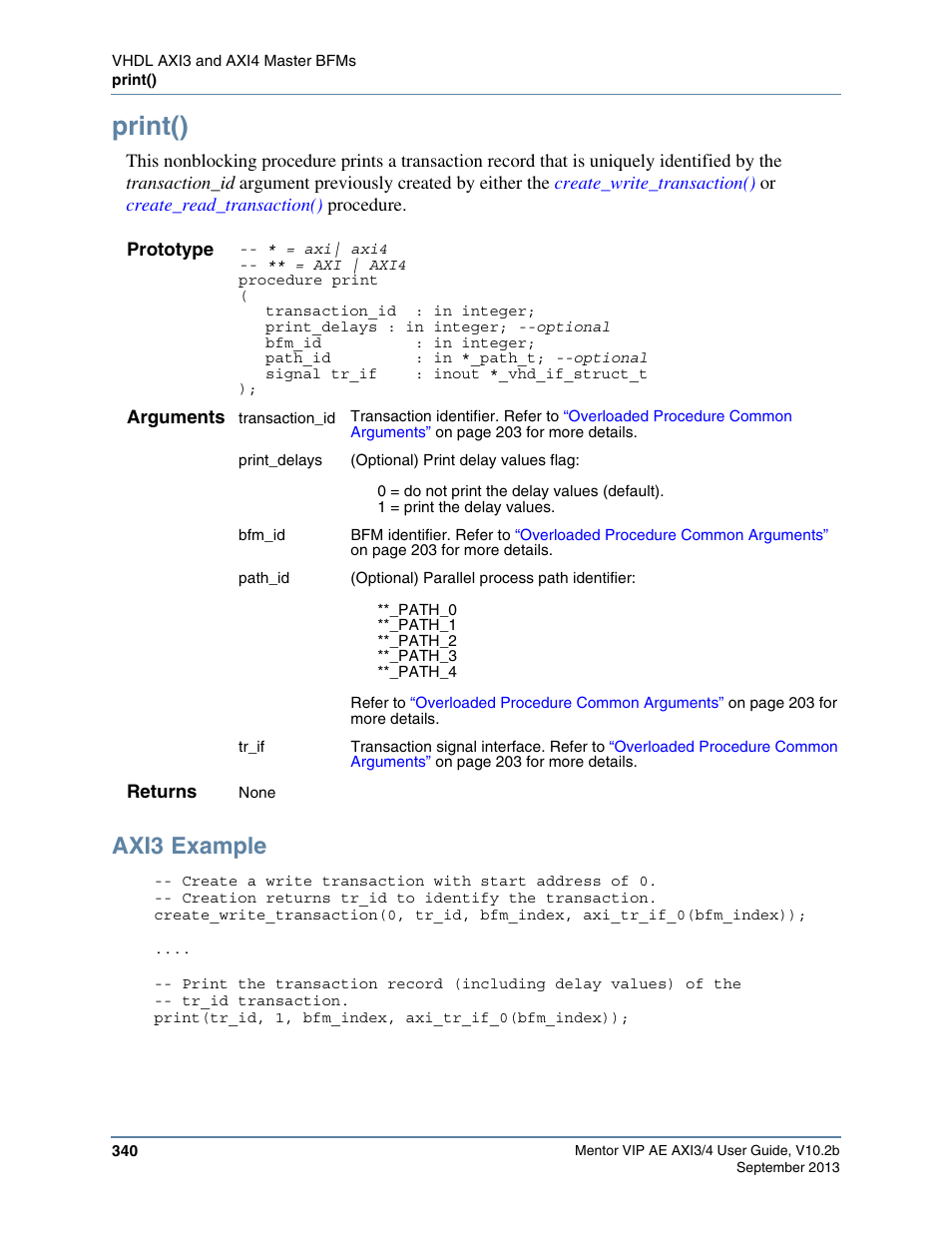 Print(), Axi3 example | Altera Mentor Verification IP Altera Edition AMBA AXI3/4TM User Manual | Page 358 / 783