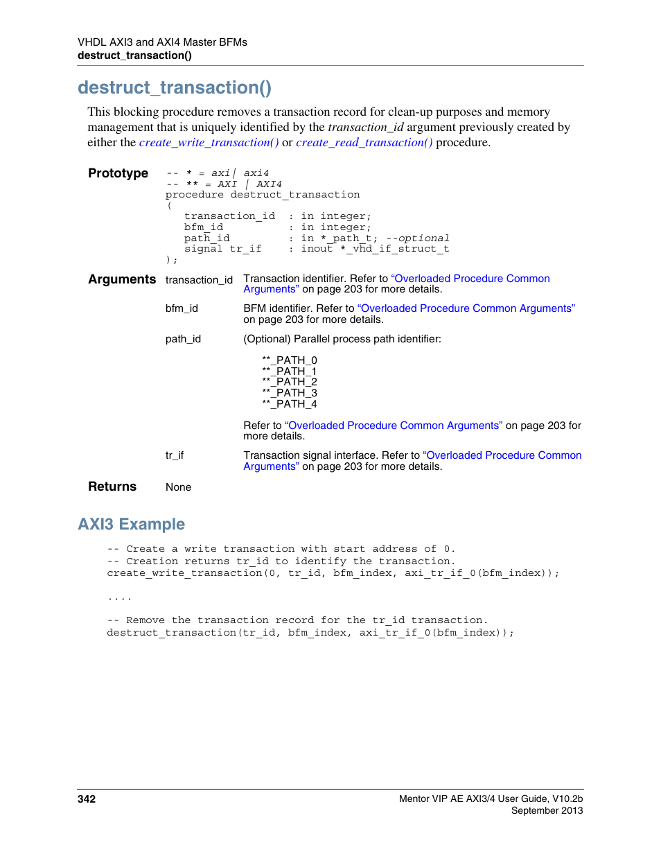 Destruct_transaction(), Axi3 example | Altera Mentor Verification IP Altera Edition AMBA AXI3/4TM User Manual | Page 360 / 783