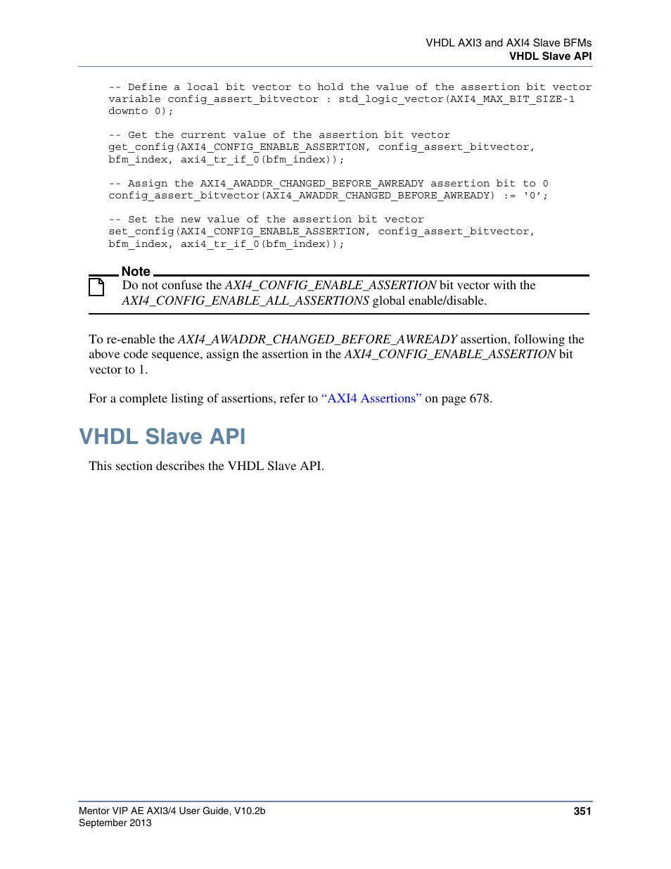Vhdl slave api | Altera Mentor Verification IP Altera Edition AMBA AXI3/4TM User Manual | Page 371 / 783