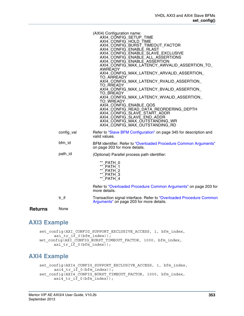 Axi3 example, Axi4 example | Altera Mentor Verification IP Altera Edition AMBA AXI3/4TM User Manual | Page 373 / 783