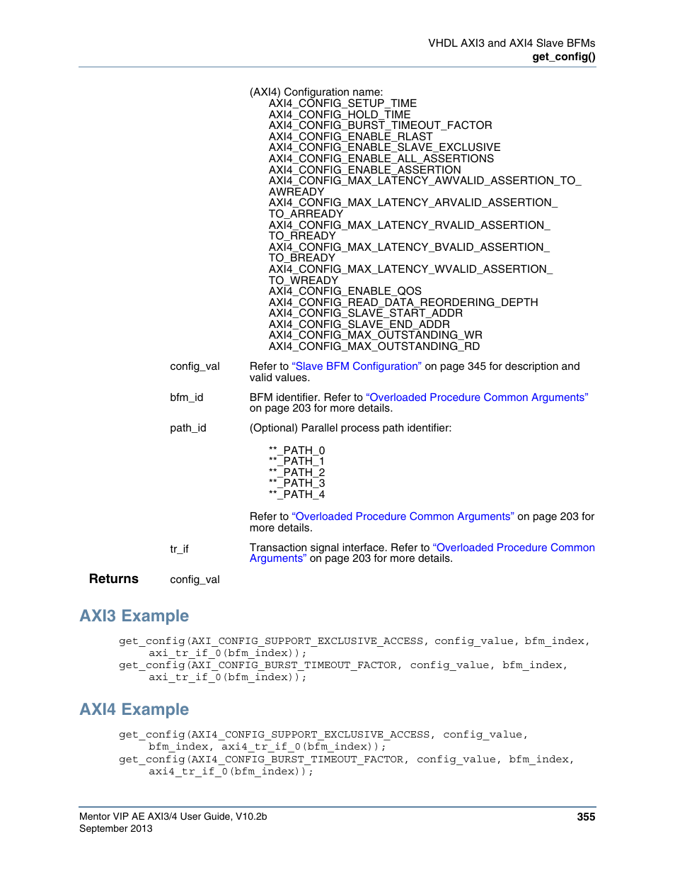 Axi3 example, Axi4 example | Altera Mentor Verification IP Altera Edition AMBA AXI3/4TM User Manual | Page 375 / 783