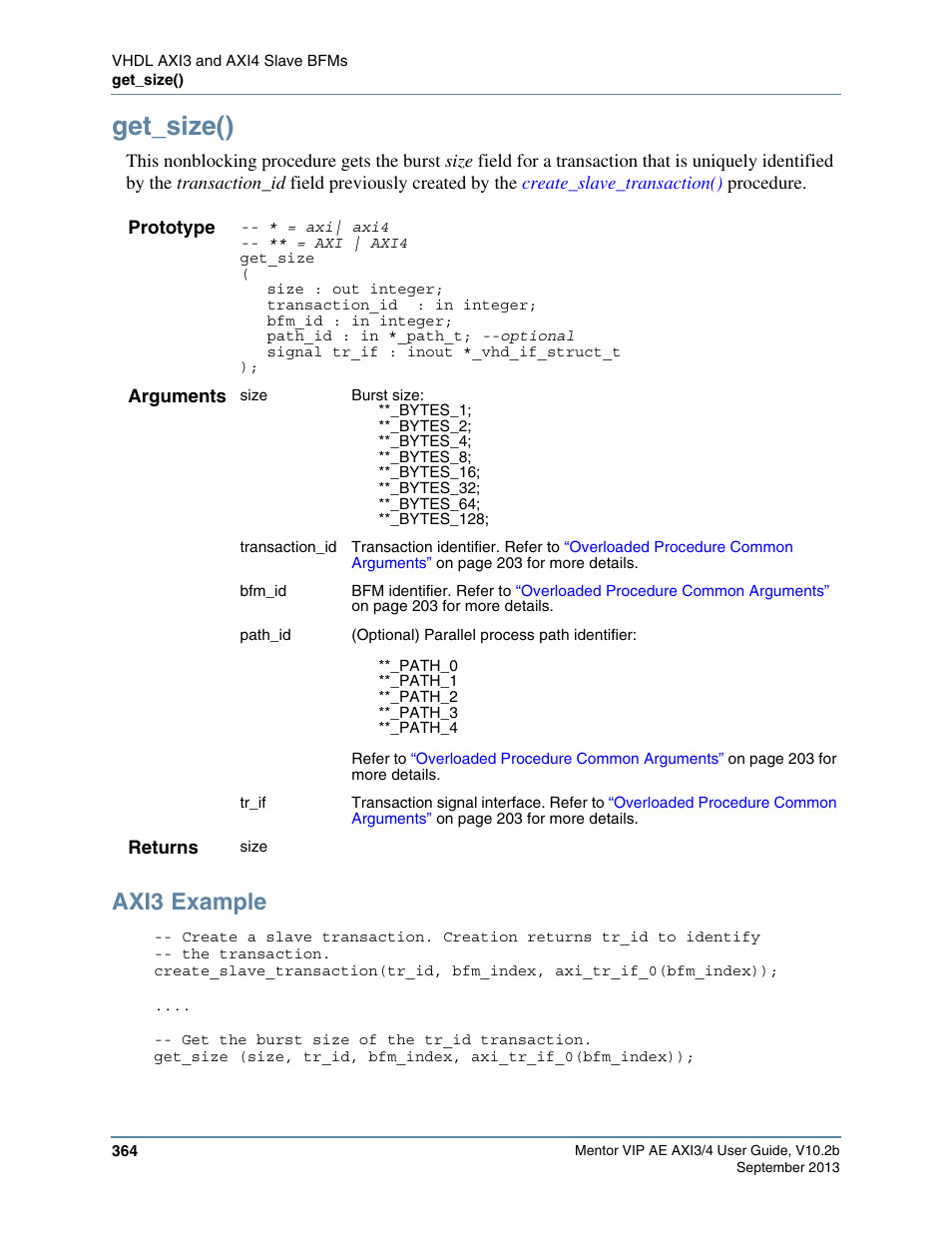 Get_size(), Axi3 example | Altera Mentor Verification IP Altera Edition AMBA AXI3/4TM User Manual | Page 384 / 783