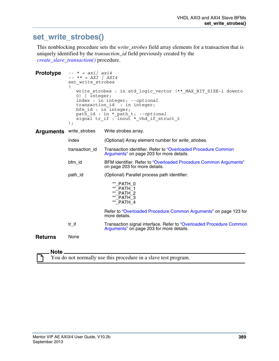 Set_write_strobes() | Altera Mentor Verification IP Altera Edition AMBA AXI3/4TM User Manual | Page 409 / 783