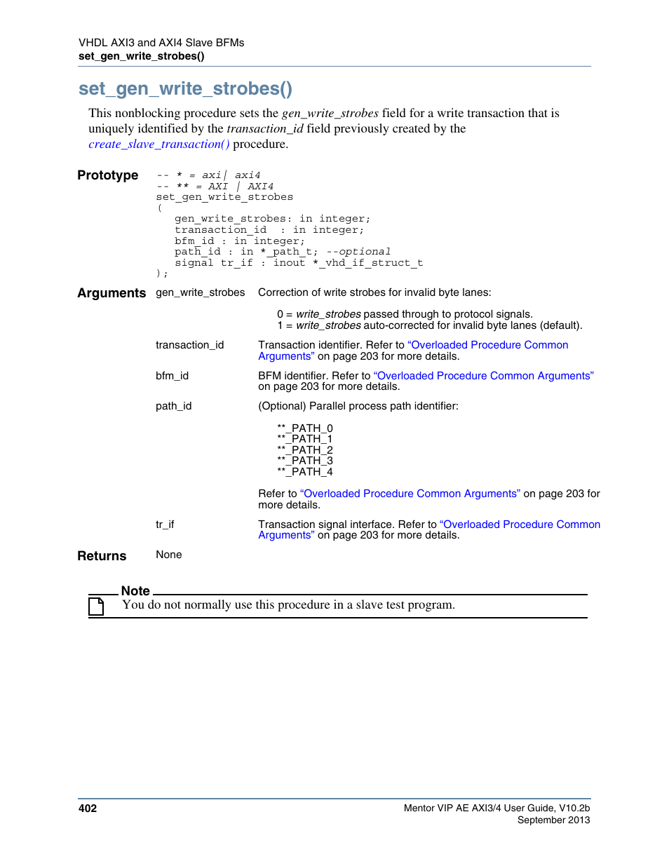 Set_gen_write_strobes() | Altera Mentor Verification IP Altera Edition AMBA AXI3/4TM User Manual | Page 422 / 783