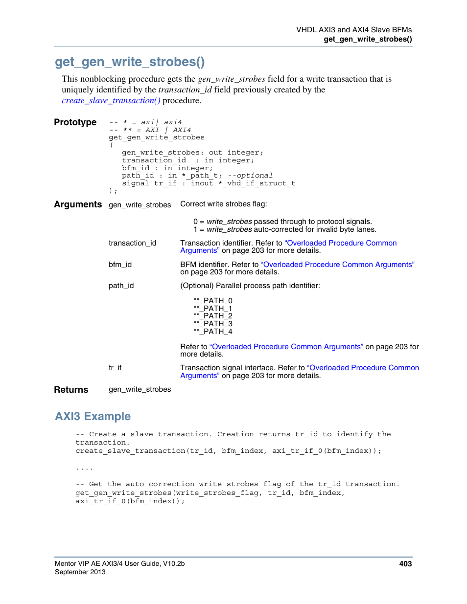 Get_gen_write_strobes(), Axi3 example | Altera Mentor Verification IP Altera Edition AMBA AXI3/4TM User Manual | Page 423 / 783