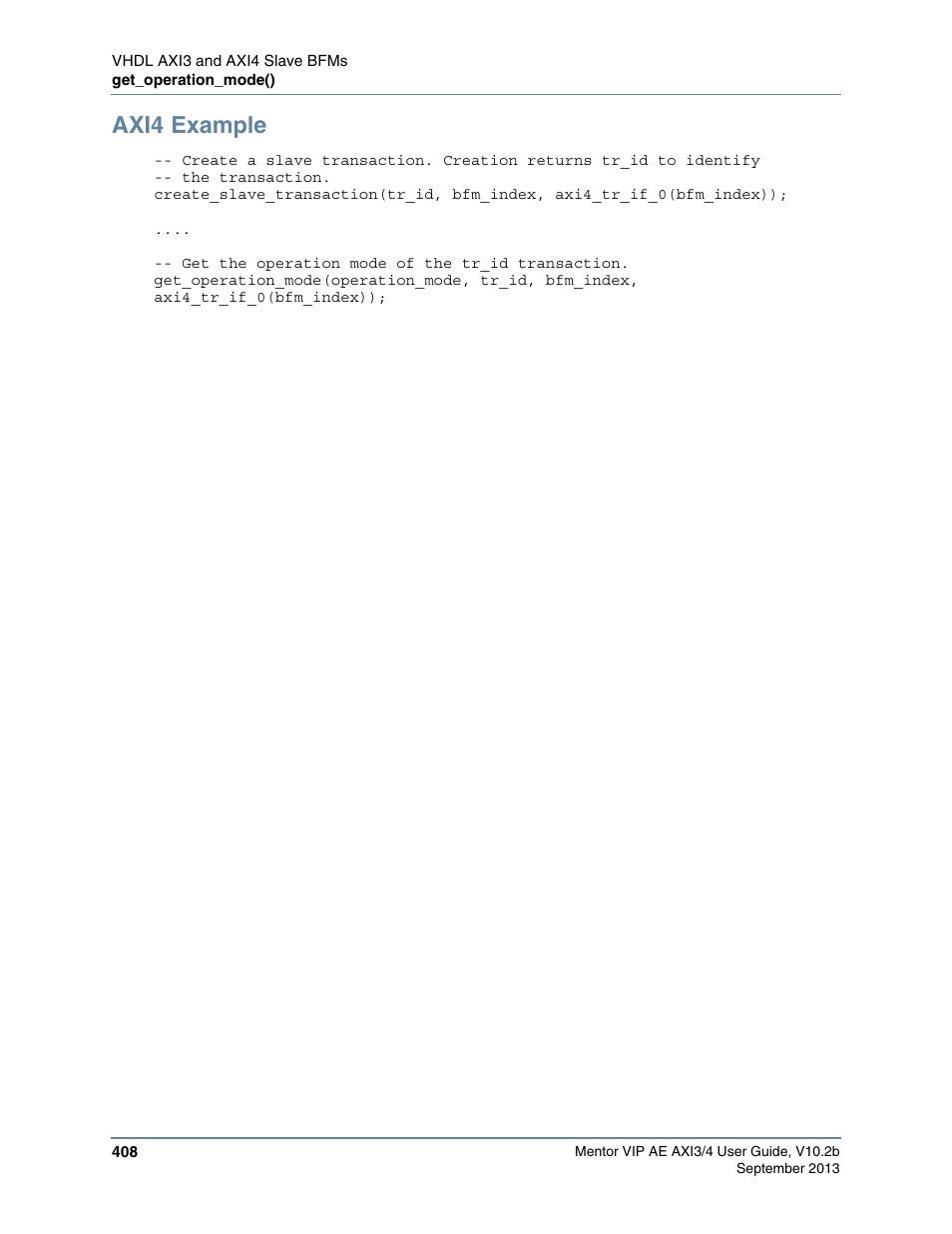 Axi4 example | Altera Mentor Verification IP Altera Edition AMBA AXI3/4TM User Manual | Page 428 / 783