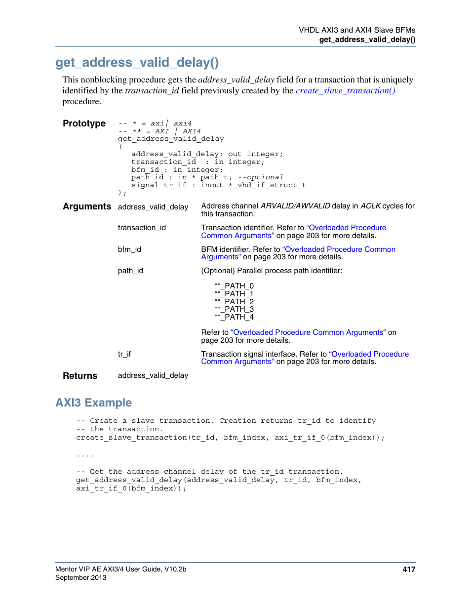 Get_address_valid_delay(), Axi3 example | Altera Mentor Verification IP Altera Edition AMBA AXI3/4TM User Manual | Page 437 / 783