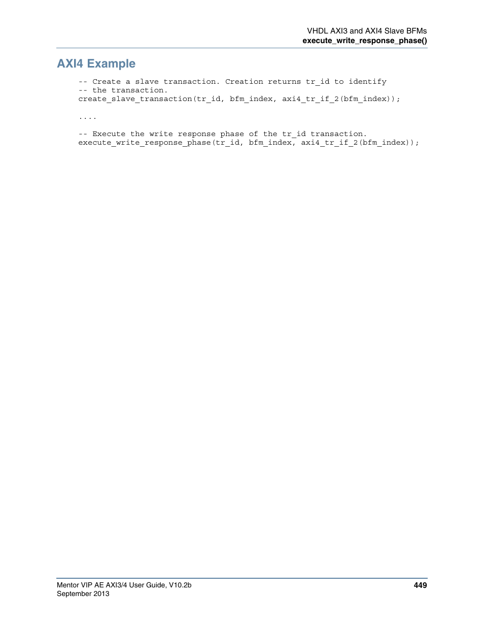 Axi4 example | Altera Mentor Verification IP Altera Edition AMBA AXI3/4TM User Manual | Page 469 / 783