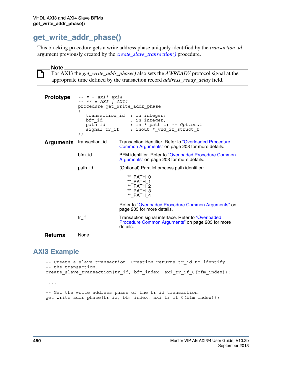 Get_write_addr_phase(), Axi3 example, Transaction by calling the | M test program using | Altera Mentor Verification IP Altera Edition AMBA AXI3/4TM User Manual | Page 470 / 783