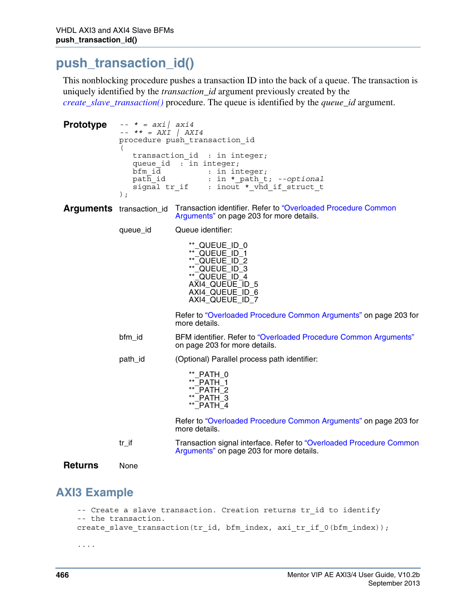 Push_transaction_id(), Axi3 example | Altera Mentor Verification IP Altera Edition AMBA AXI3/4TM User Manual | Page 486 / 783