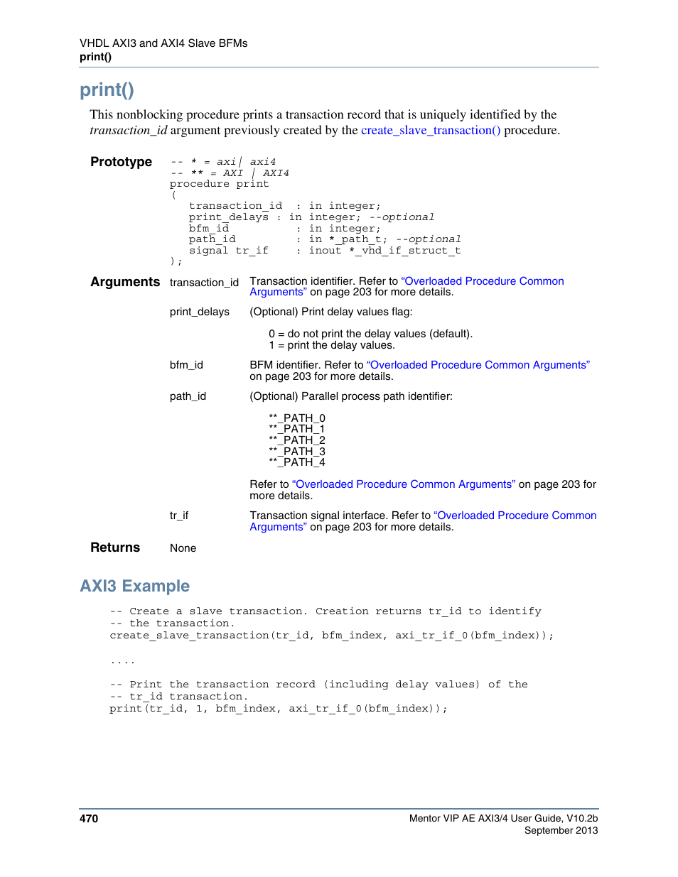 Print(), Axi3 example | Altera Mentor Verification IP Altera Edition AMBA AXI3/4TM User Manual | Page 490 / 783