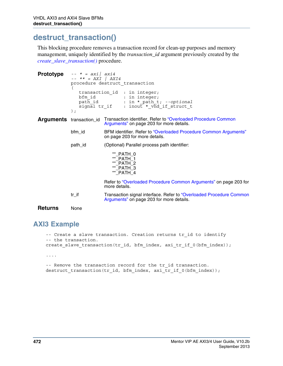 Destruct_transaction(), Axi3 example | Altera Mentor Verification IP Altera Edition AMBA AXI3/4TM User Manual | Page 492 / 783