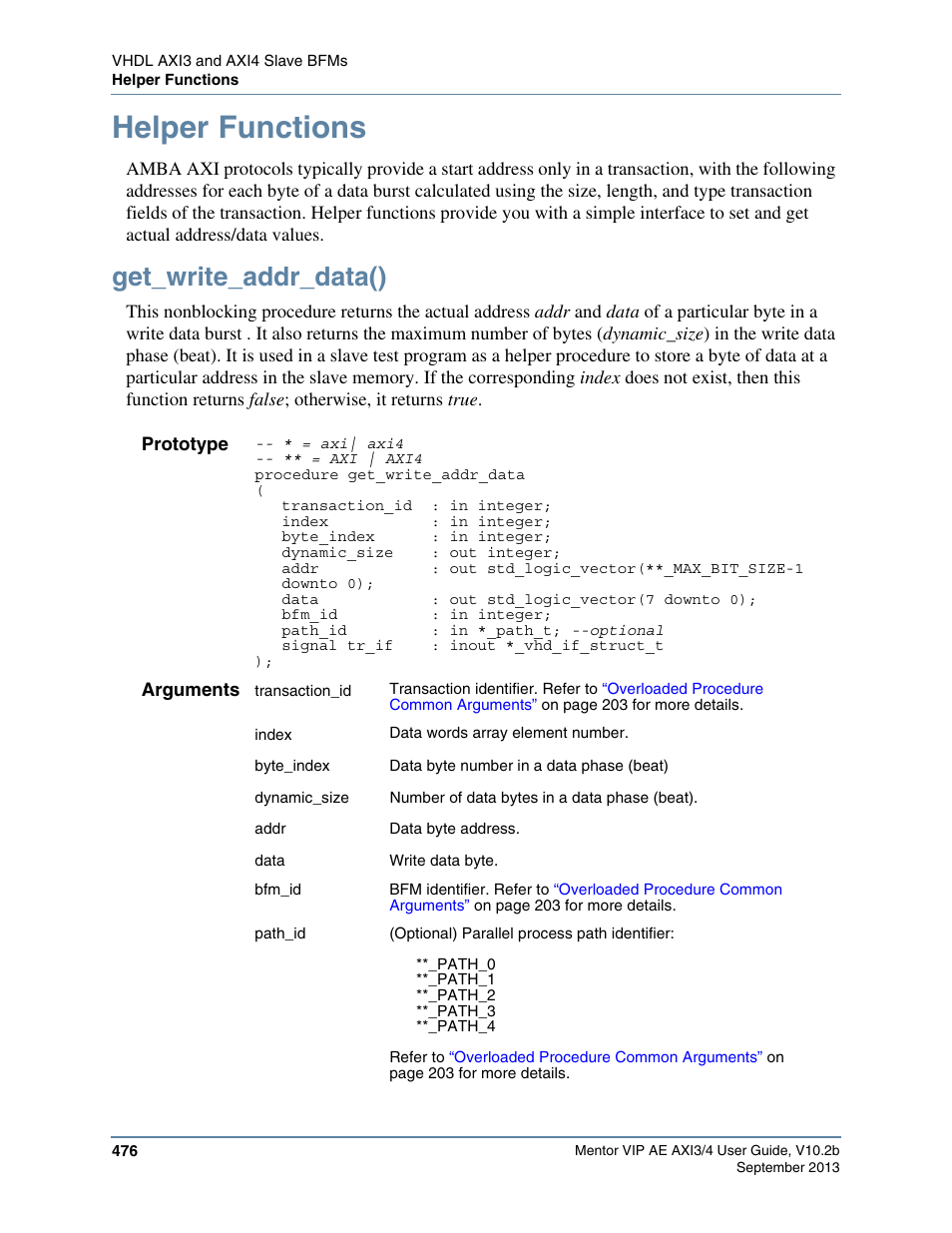 Helper functions, Get_write_addr_data() | Altera Mentor Verification IP Altera Edition AMBA AXI3/4TM User Manual | Page 496 / 783