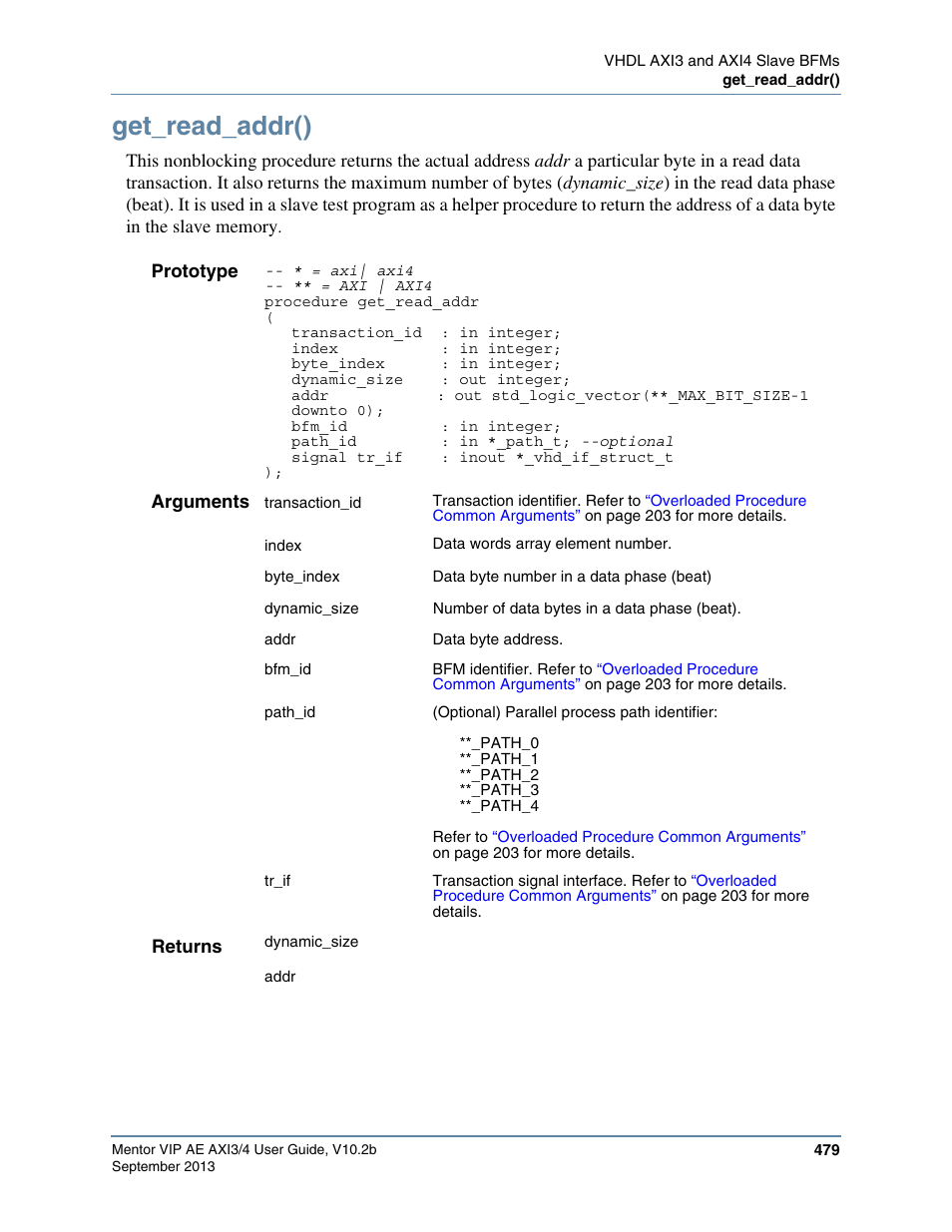 Get_read_addr() | Altera Mentor Verification IP Altera Edition AMBA AXI3/4TM User Manual | Page 499 / 783