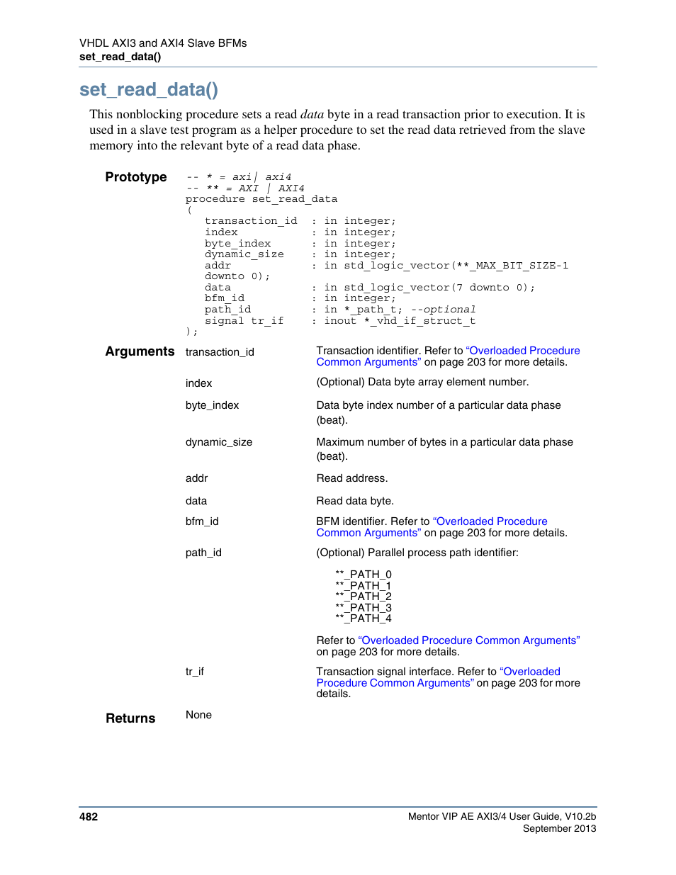 Set_read_data() | Altera Mentor Verification IP Altera Edition AMBA AXI3/4TM User Manual | Page 502 / 783