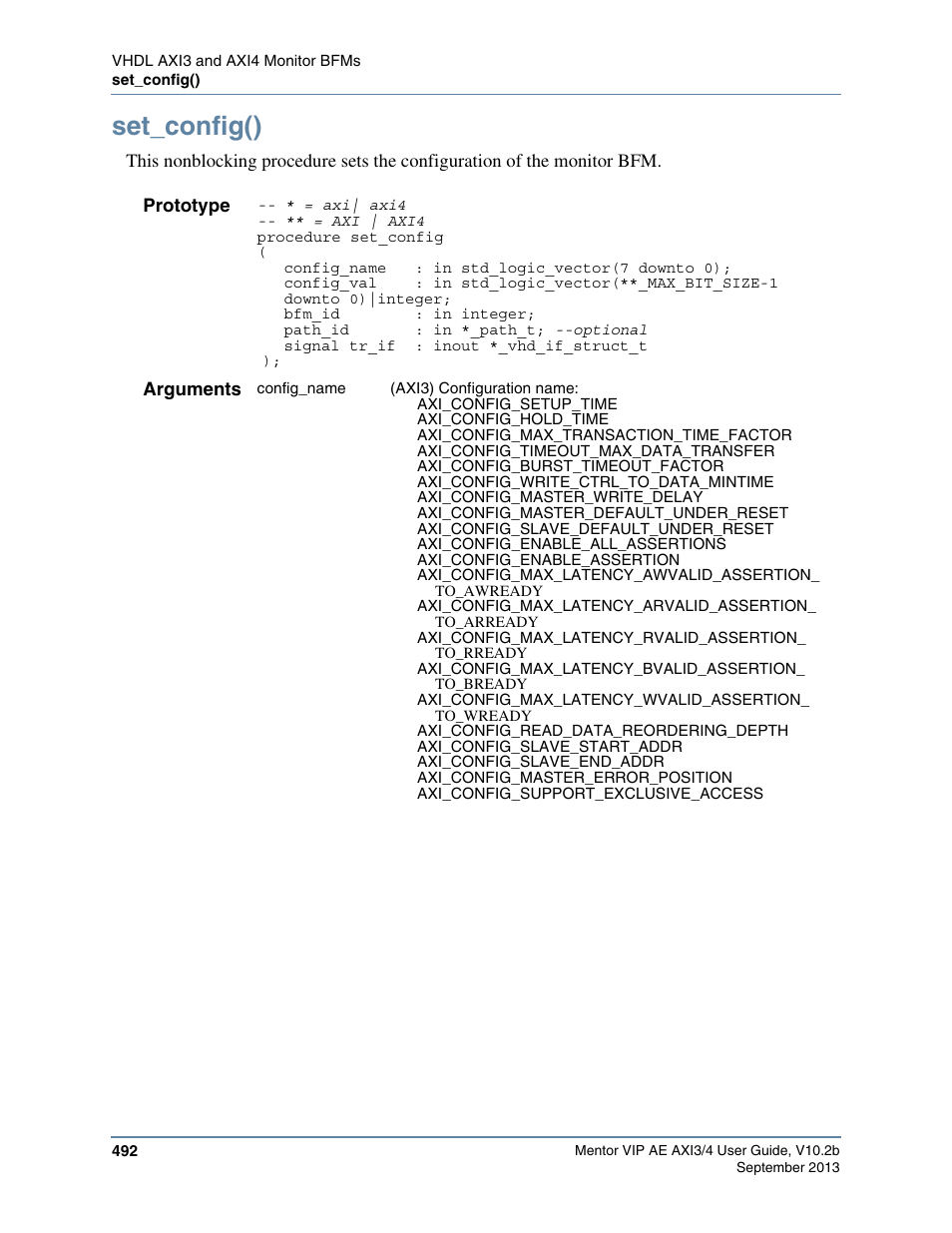 Set_config(), Fields that you can set via the, Function to | Command as the following example illustrates | Altera Mentor Verification IP Altera Edition AMBA AXI3/4TM User Manual | Page 512 / 783