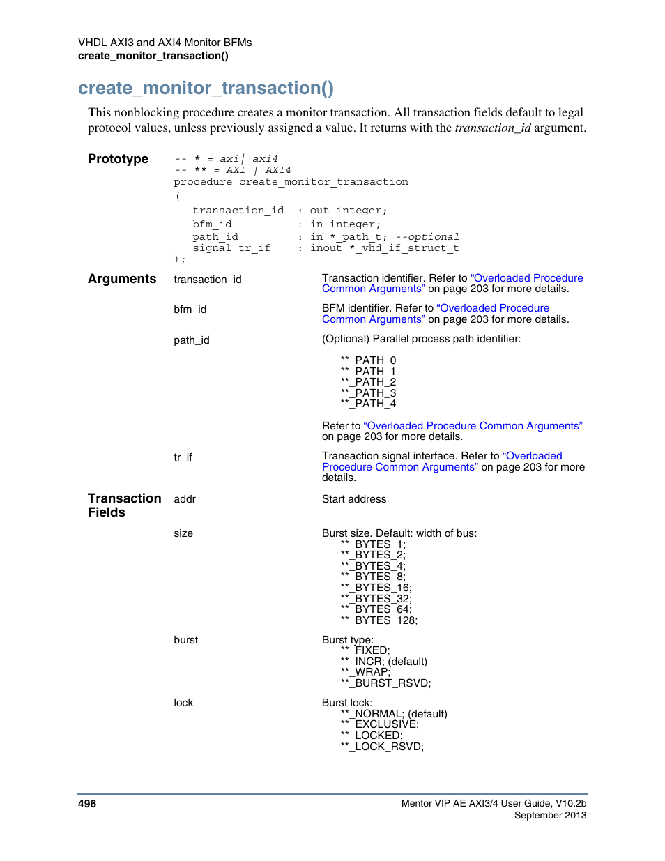 Create_monitor_transaction(), Slave transaction record. refer to the, Bfm api procedure, and a | Altera Mentor Verification IP Altera Edition AMBA AXI3/4TM User Manual | Page 516 / 783