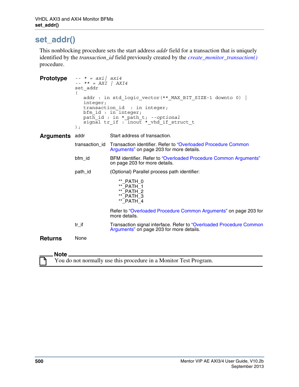 Set_addr() | Altera Mentor Verification IP Altera Edition AMBA AXI3/4TM User Manual | Page 520 / 783