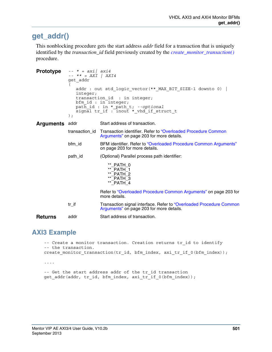Get_addr(), Axi3 example | Altera Mentor Verification IP Altera Edition AMBA AXI3/4TM User Manual | Page 521 / 783