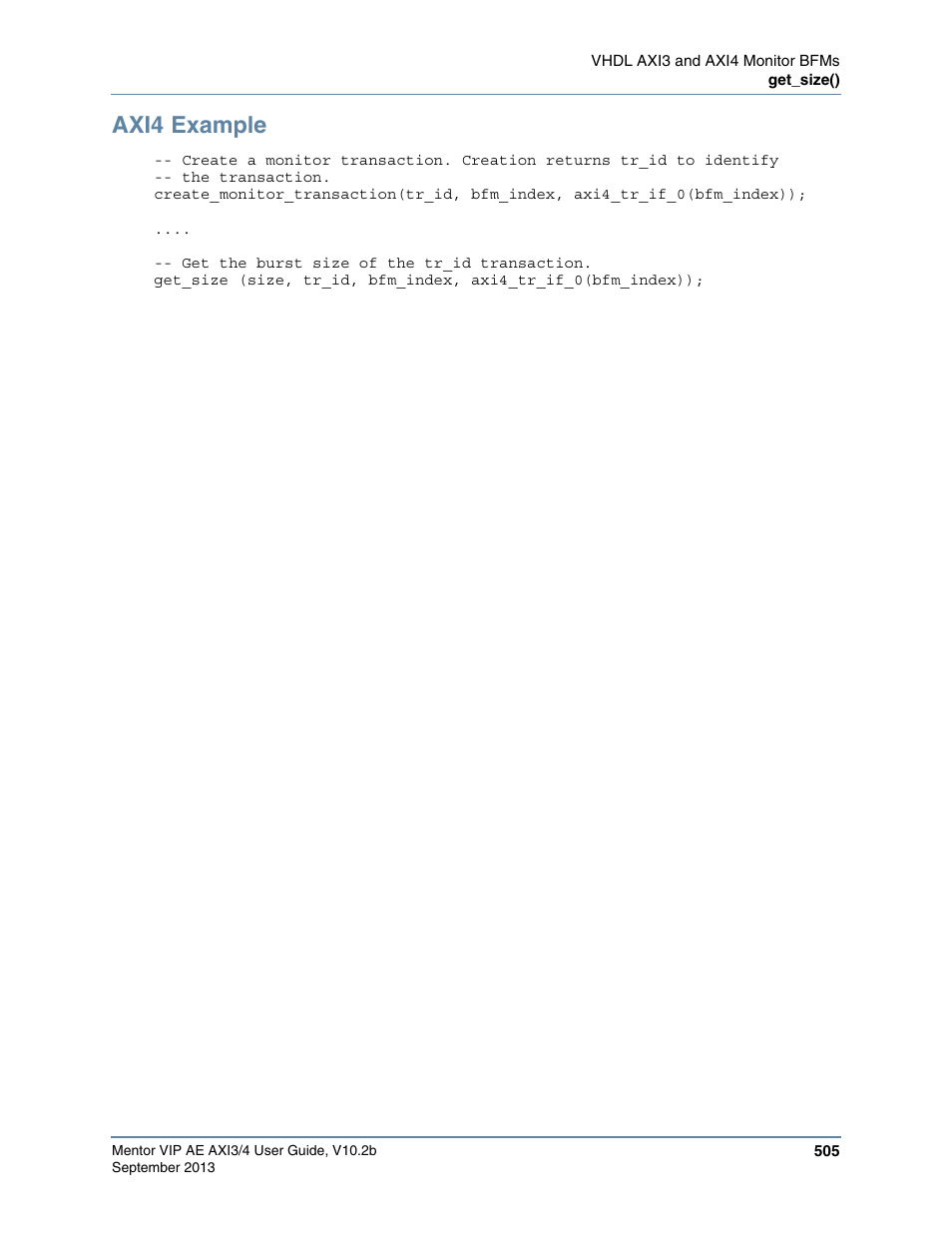 Axi4 example | Altera Mentor Verification IP Altera Edition AMBA AXI3/4TM User Manual | Page 525 / 783