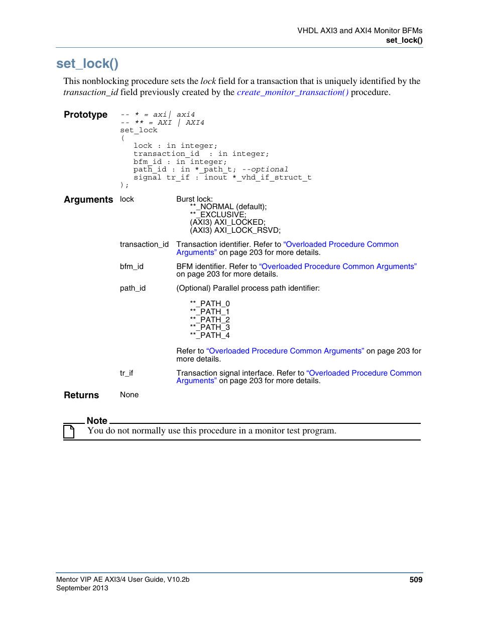 Set_lock() | Altera Mentor Verification IP Altera Edition AMBA AXI3/4TM User Manual | Page 529 / 783
