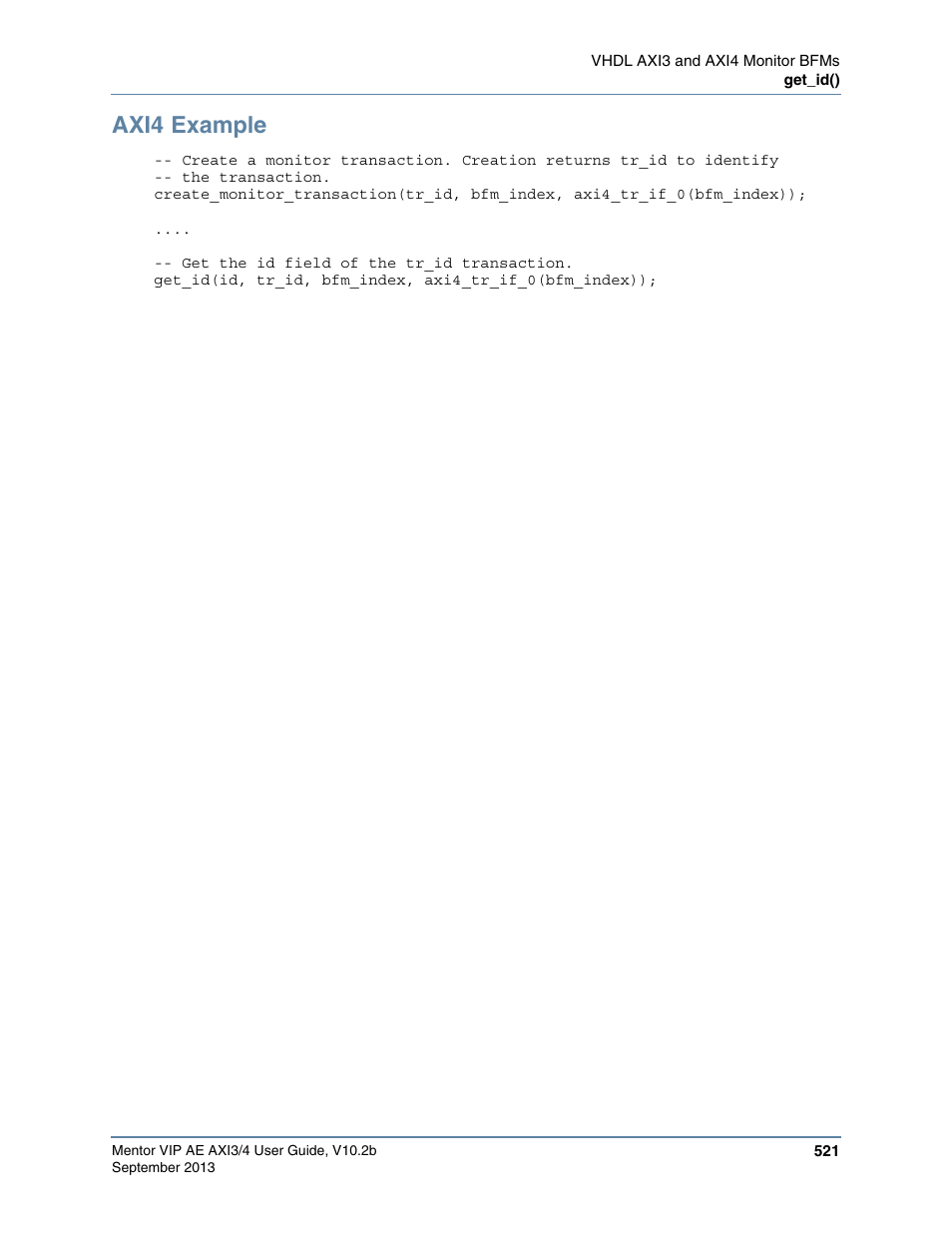 Axi4 example | Altera Mentor Verification IP Altera Edition AMBA AXI3/4TM User Manual | Page 541 / 783