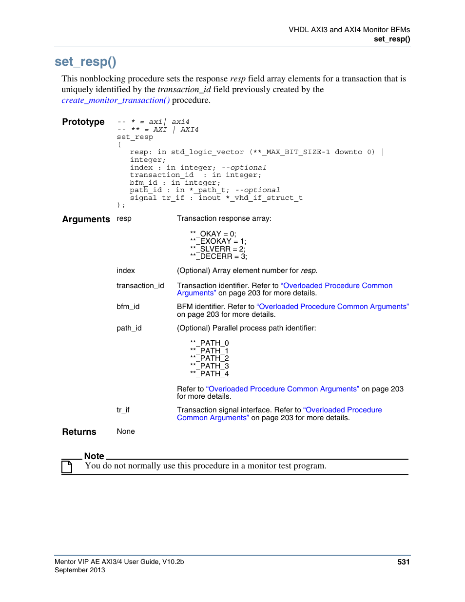 Set_resp() | Altera Mentor Verification IP Altera Edition AMBA AXI3/4TM User Manual | Page 551 / 783