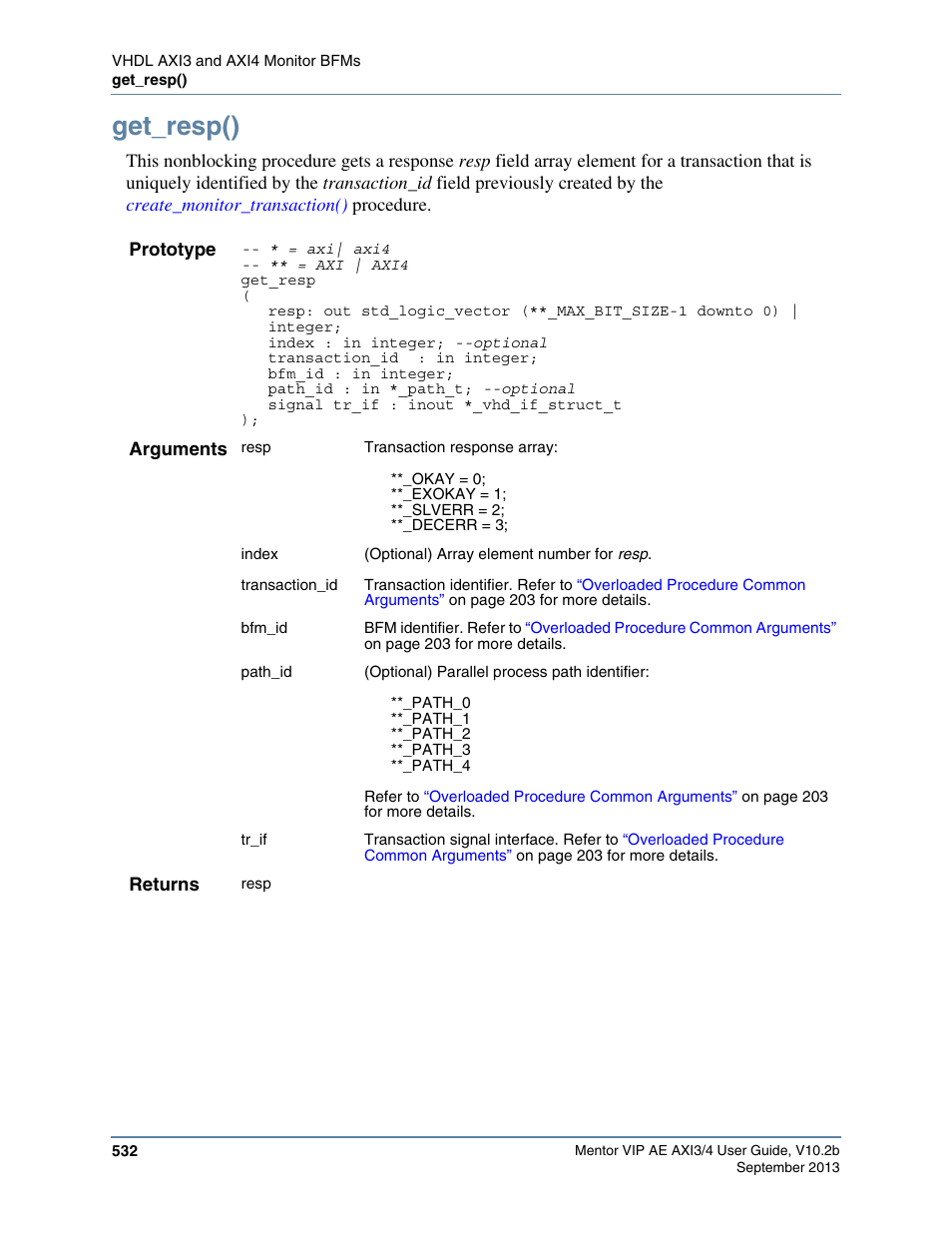Get_resp() | Altera Mentor Verification IP Altera Edition AMBA AXI3/4TM User Manual | Page 552 / 783