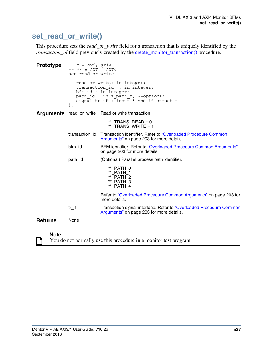 Set_read_or_write() | Altera Mentor Verification IP Altera Edition AMBA AXI3/4TM User Manual | Page 557 / 783
