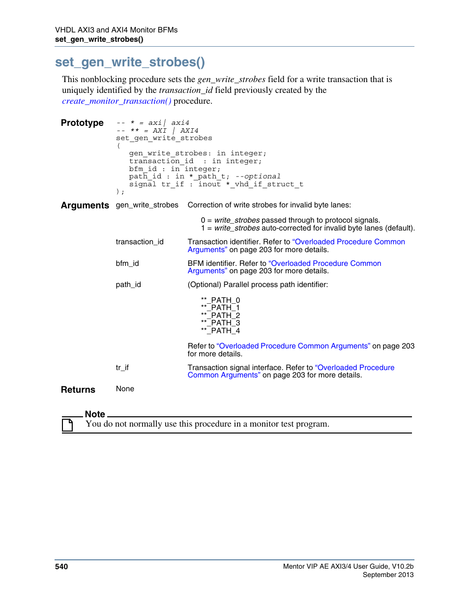 Set_gen_write_strobes() | Altera Mentor Verification IP Altera Edition AMBA AXI3/4TM User Manual | Page 560 / 783