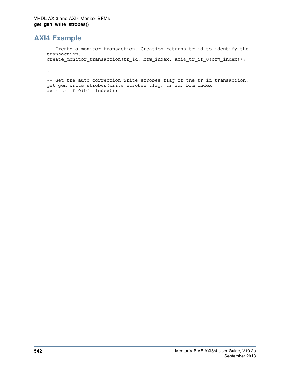 Axi4 example | Altera Mentor Verification IP Altera Edition AMBA AXI3/4TM User Manual | Page 562 / 783