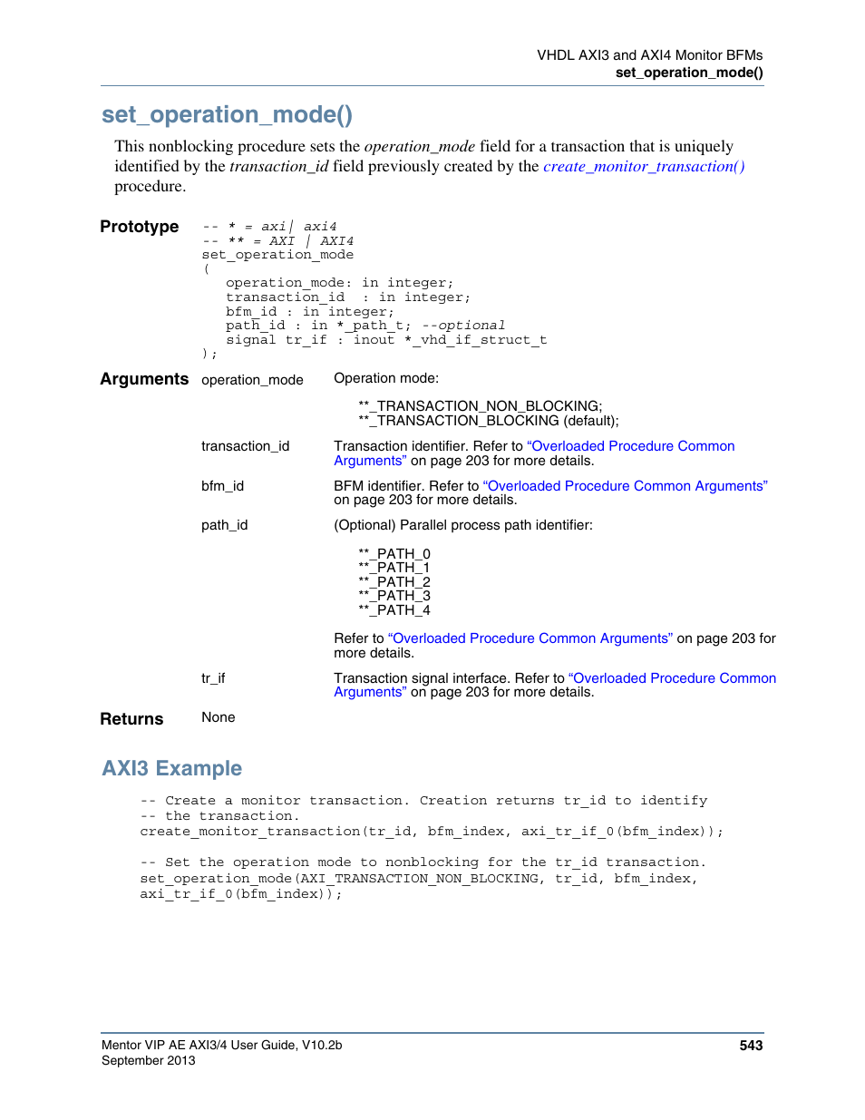 Set_operation_mode(), Axi3 example | Altera Mentor Verification IP Altera Edition AMBA AXI3/4TM User Manual | Page 563 / 783