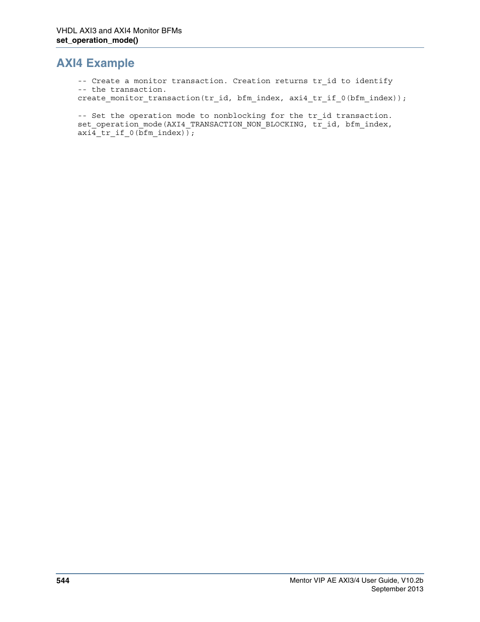 Axi4 example | Altera Mentor Verification IP Altera Edition AMBA AXI3/4TM User Manual | Page 564 / 783