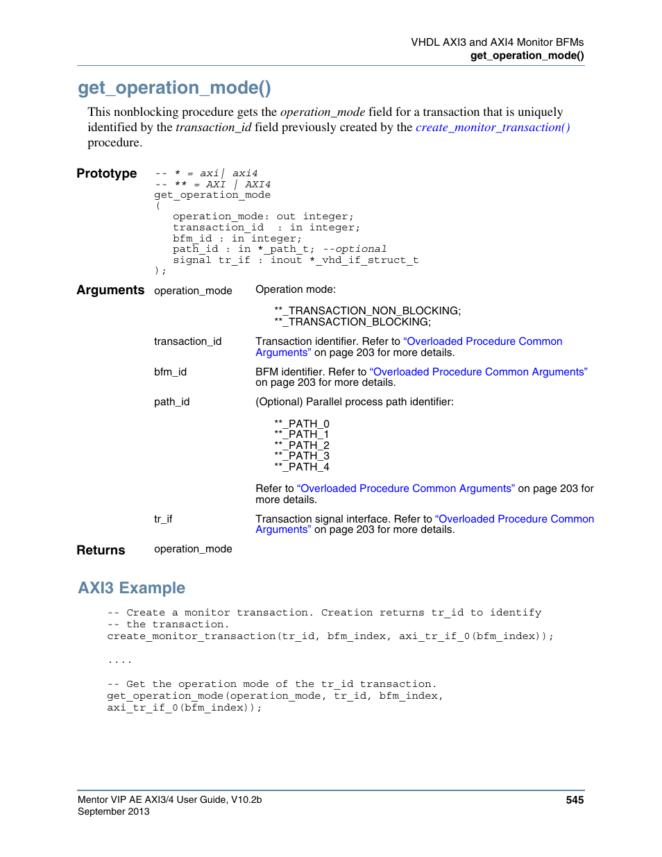 Get_operation_mode(), Axi3 example | Altera Mentor Verification IP Altera Edition AMBA AXI3/4TM User Manual | Page 565 / 783