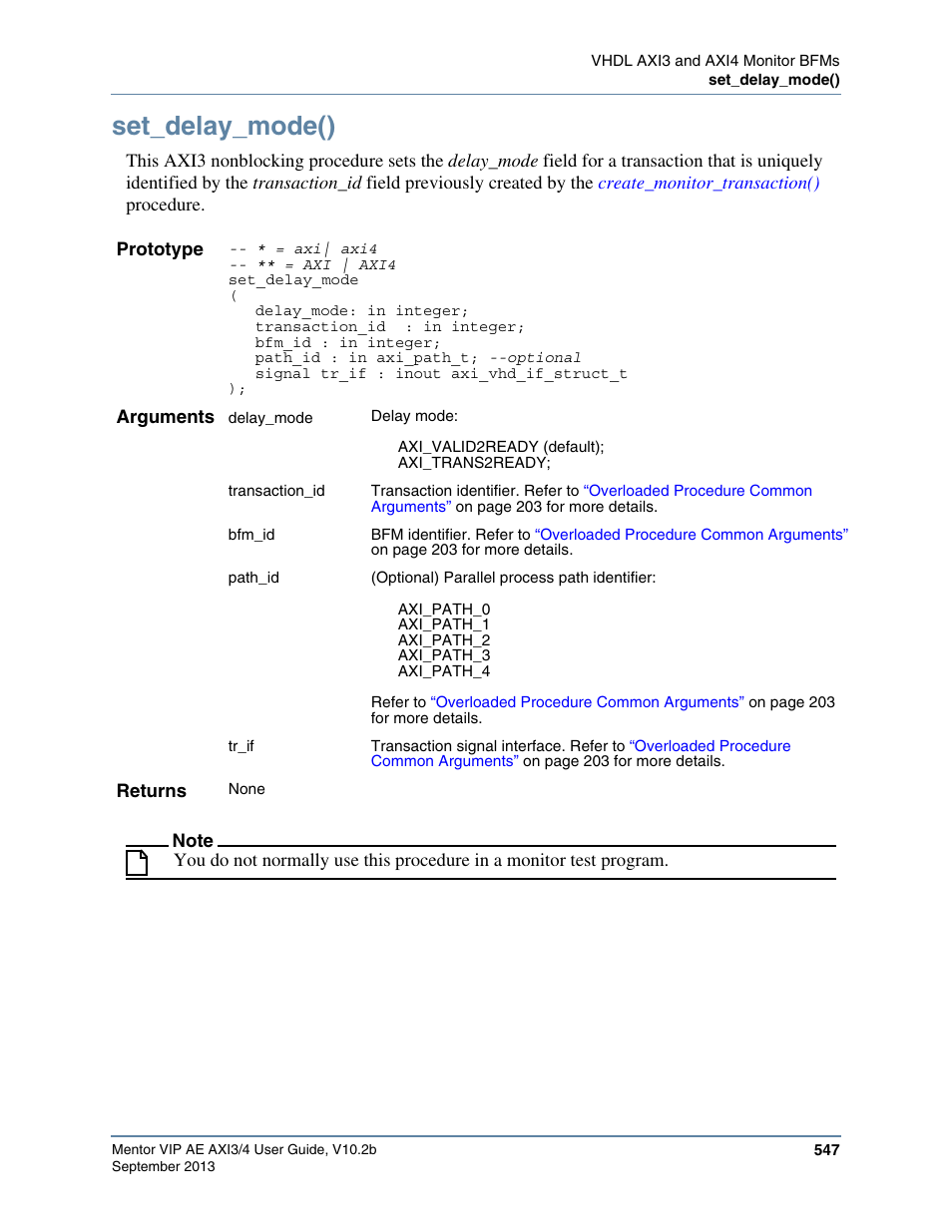 Set_delay_mode() | Altera Mentor Verification IP Altera Edition AMBA AXI3/4TM User Manual | Page 567 / 783