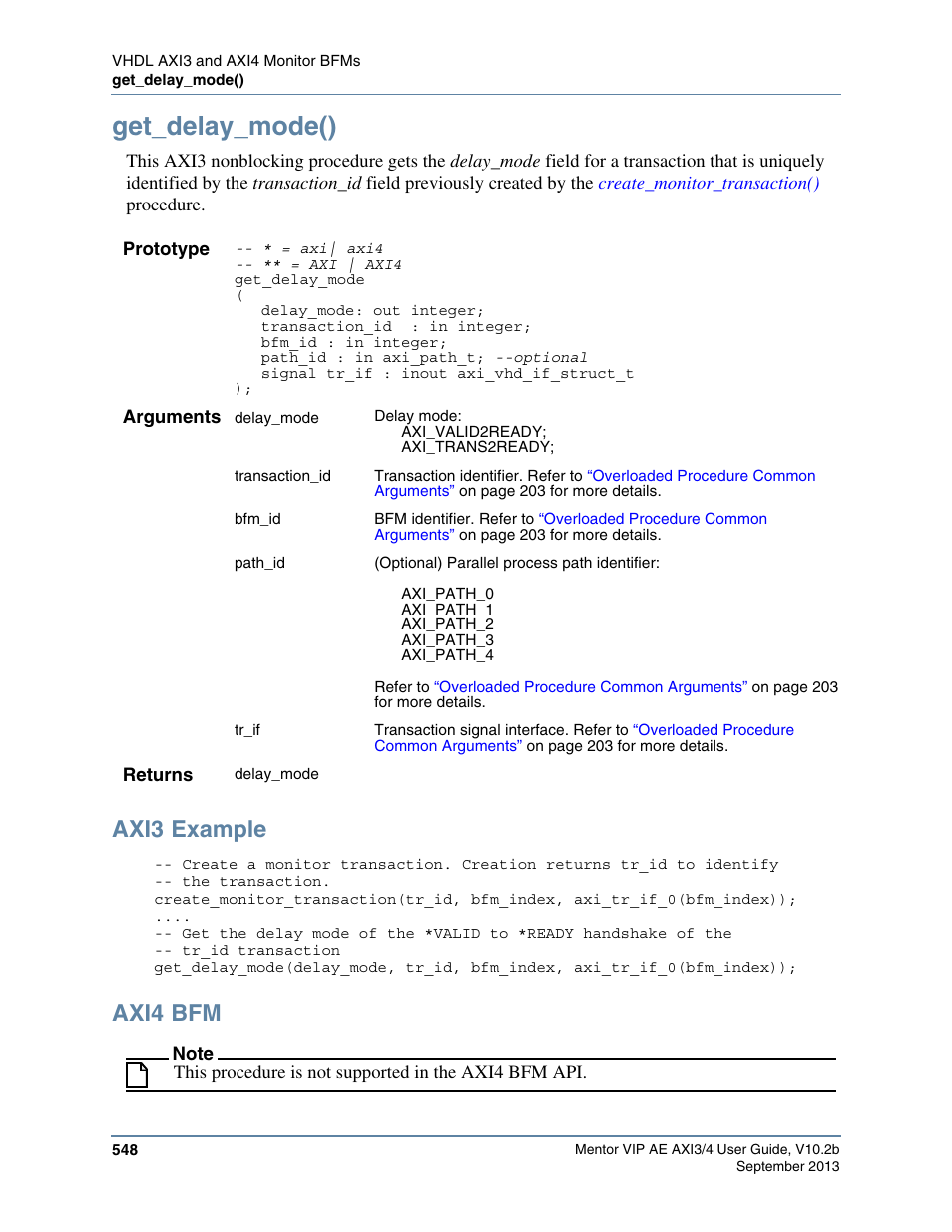 Get_delay_mode(), Axi3 example, Axi4 bfm | Altera Mentor Verification IP Altera Edition AMBA AXI3/4TM User Manual | Page 568 / 783