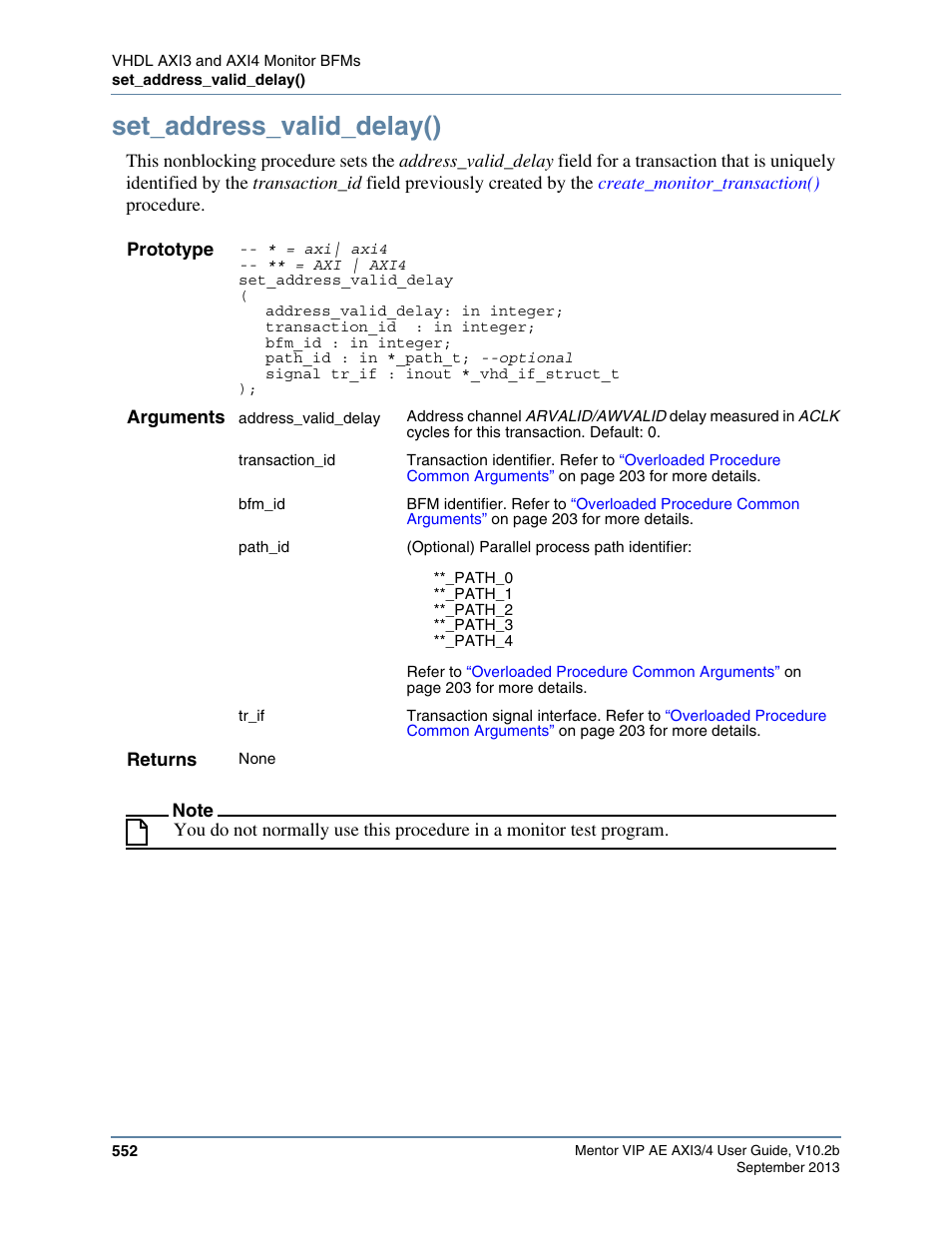 Set_address_valid_delay() | Altera Mentor Verification IP Altera Edition AMBA AXI3/4TM User Manual | Page 572 / 783