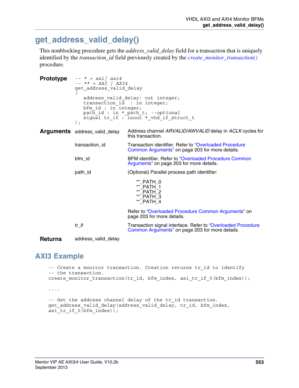 Get_address_valid_delay(), Axi3 example | Altera Mentor Verification IP Altera Edition AMBA AXI3/4TM User Manual | Page 573 / 783