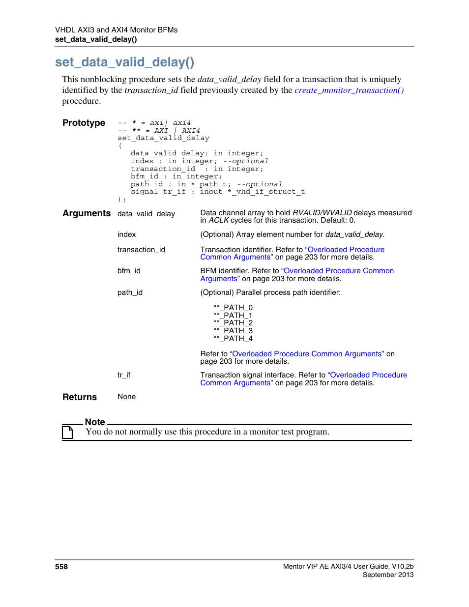 Set_data_valid_delay() | Altera Mentor Verification IP Altera Edition AMBA AXI3/4TM User Manual | Page 578 / 783