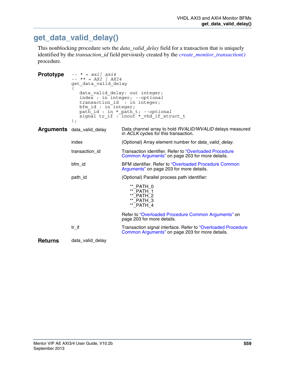 Get_data_valid_delay() | Altera Mentor Verification IP Altera Edition AMBA AXI3/4TM User Manual | Page 579 / 783