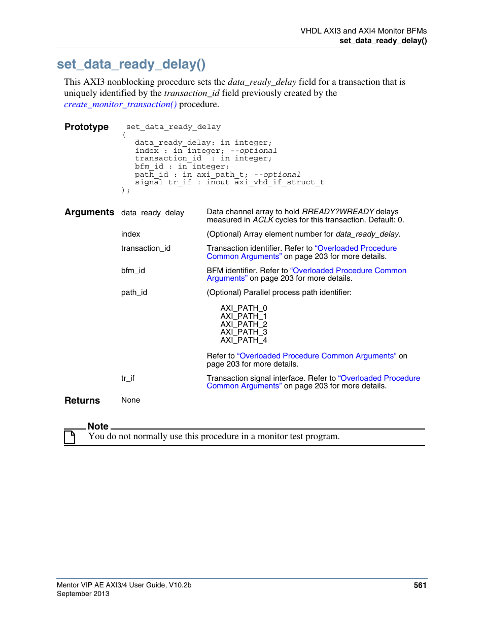 Set_data_ready_delay() | Altera Mentor Verification IP Altera Edition AMBA AXI3/4TM User Manual | Page 581 / 783
