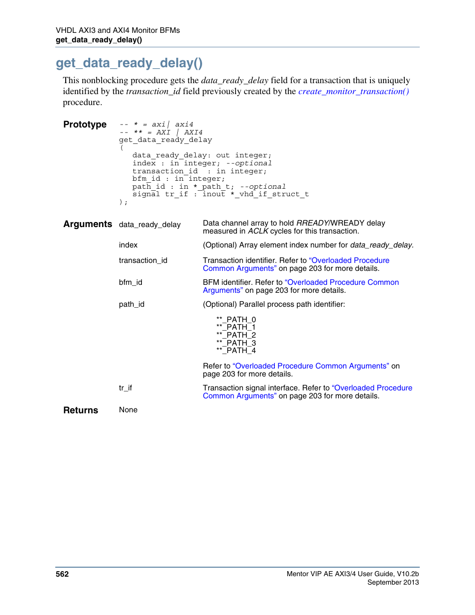 Get_data_ready_delay() | Altera Mentor Verification IP Altera Edition AMBA AXI3/4TM User Manual | Page 582 / 783