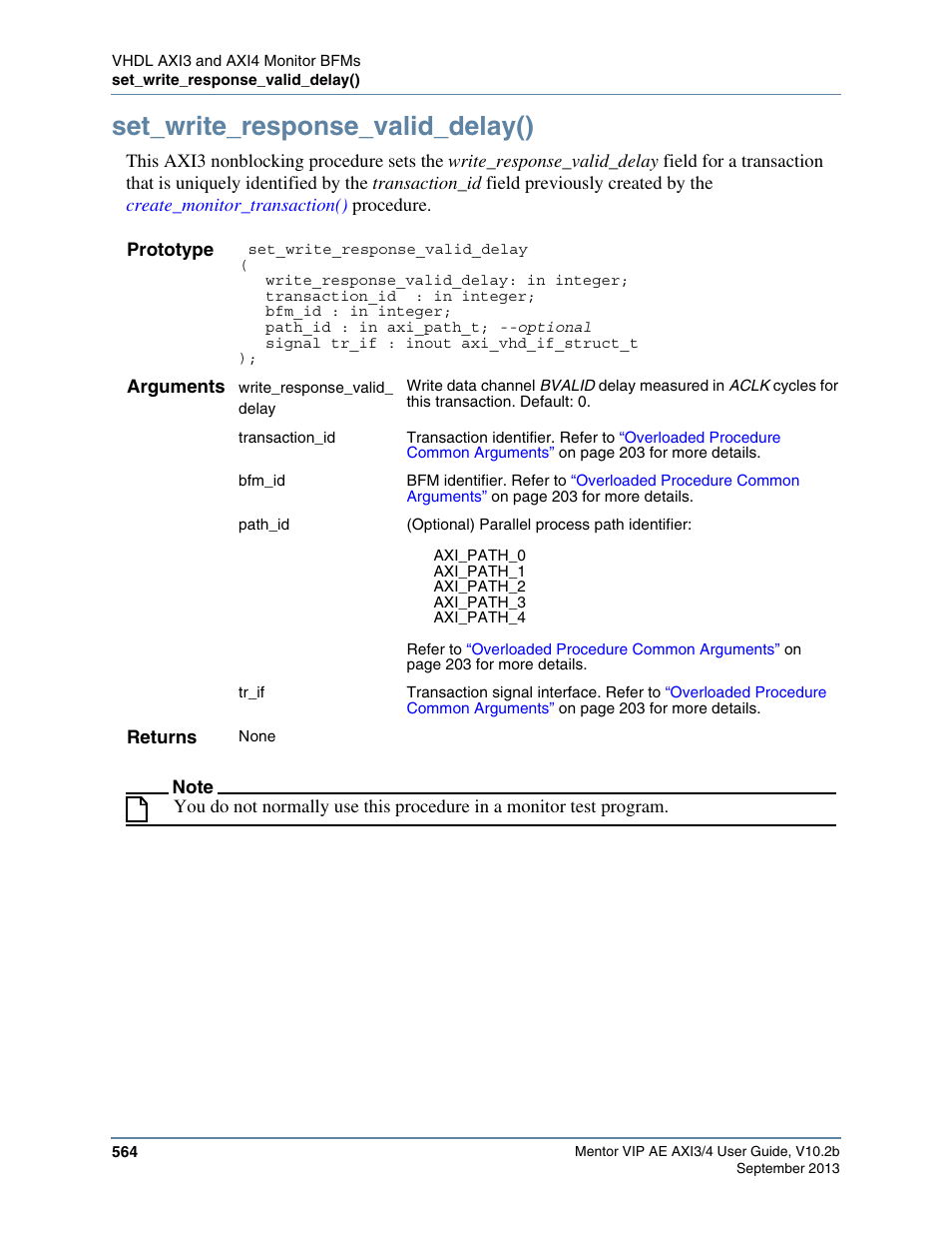 Set_write_response_valid_delay() | Altera Mentor Verification IP Altera Edition AMBA AXI3/4TM User Manual | Page 584 / 783